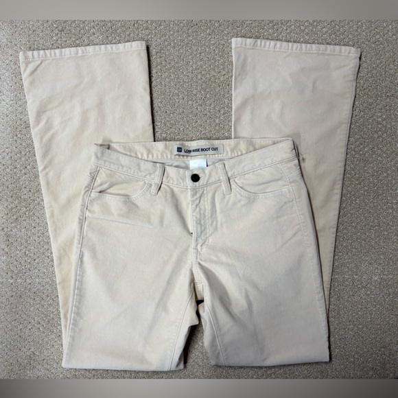 GAP Low Rise Bootcut Suede-Like Pants Cream Size 4R NWT - Picture 2 of 8